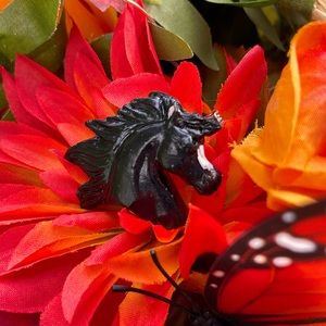 Horse brooch. Black beauty Mustang